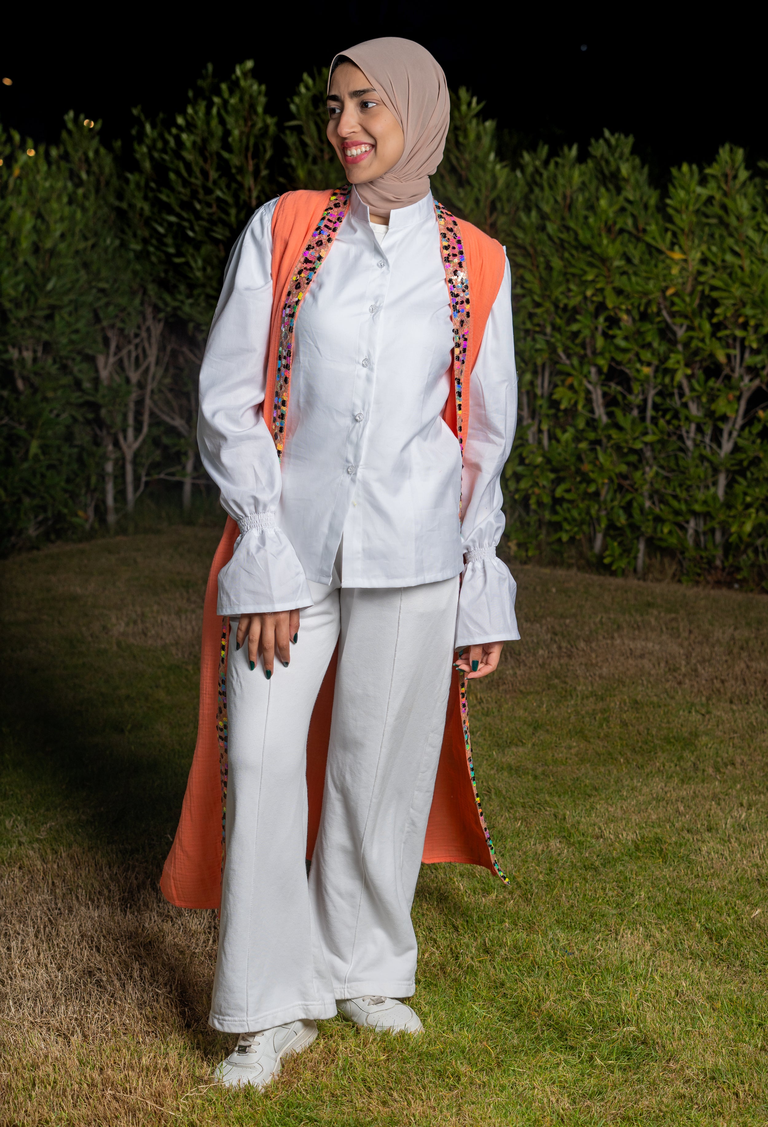 linen cardigan with embellishment