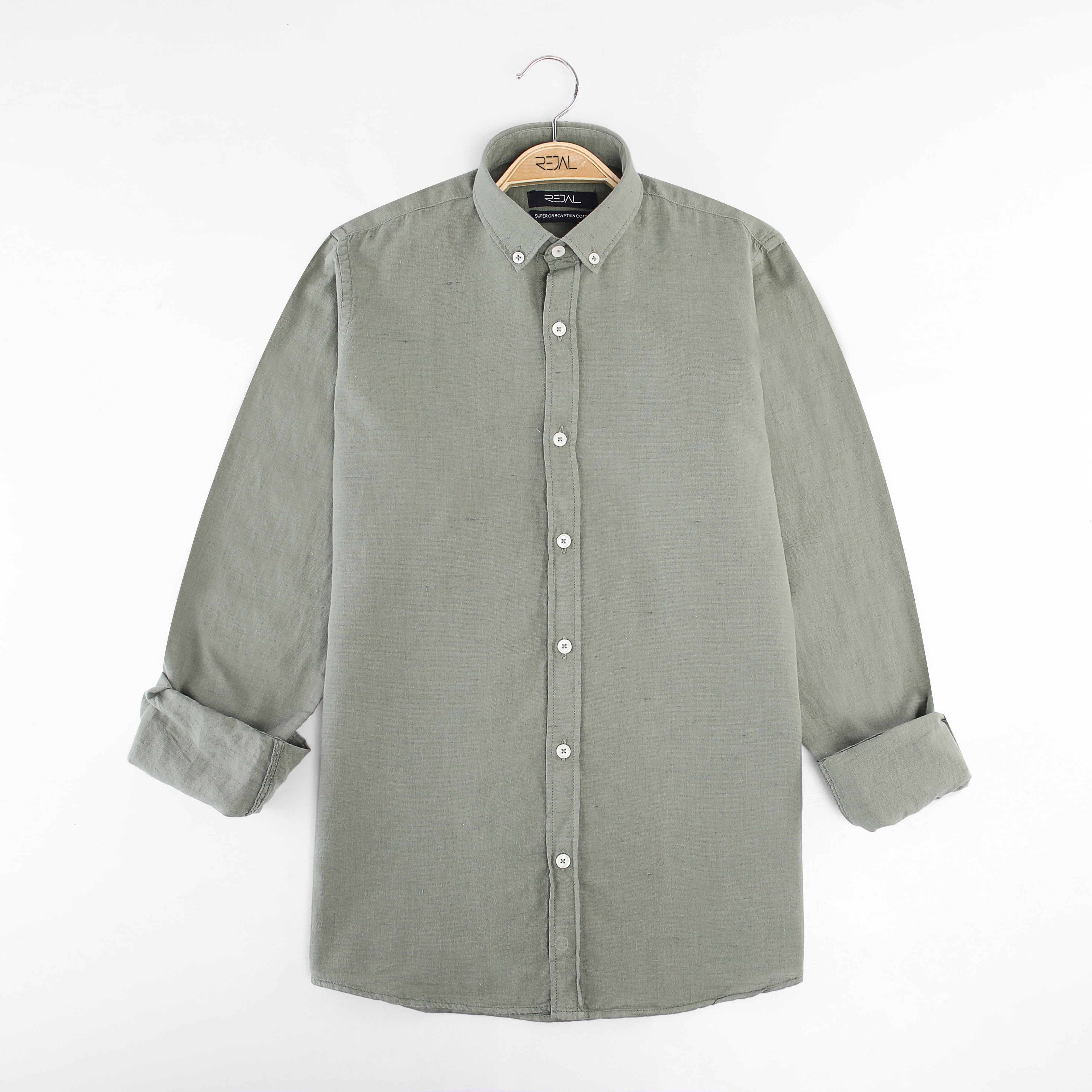 long sleeves plain washed Lenin shirt - slim fit