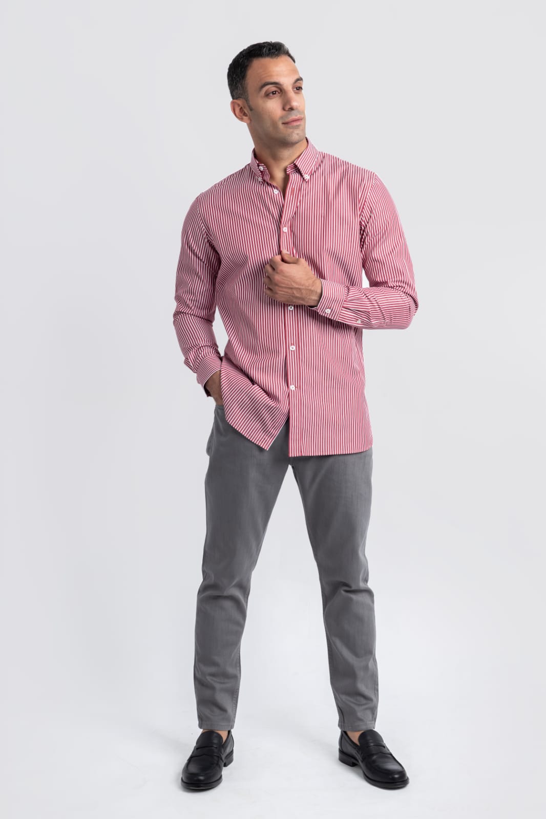 cotton long sleeves regular fit-stripe shirt(RSC/02/C-B)