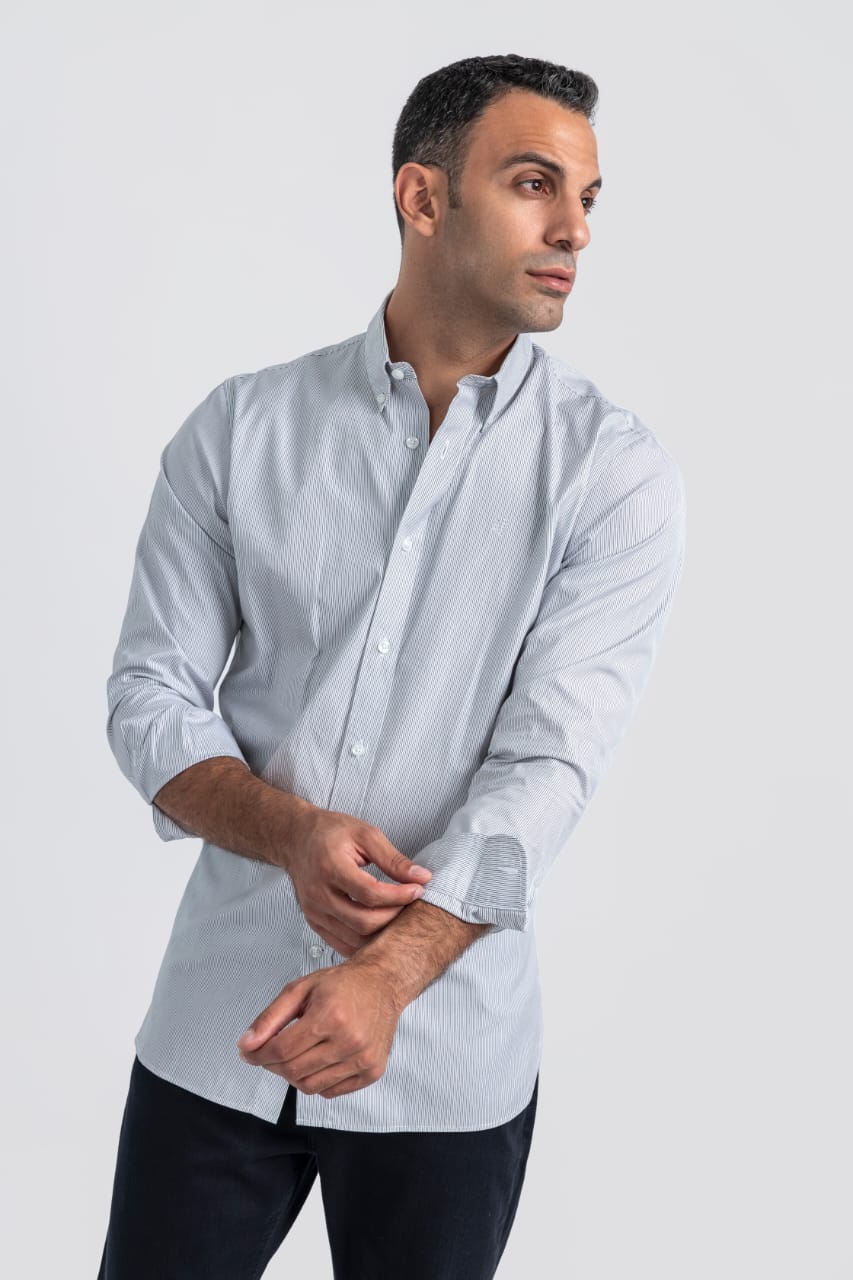 cotton long sleeves regular fit-stripe shirt (RSC-03-B,C)