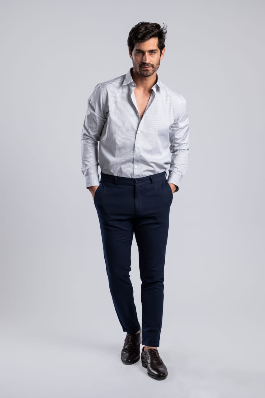 cotton long sleeves regular fit-stripe shirt (RSC-04-A,B)