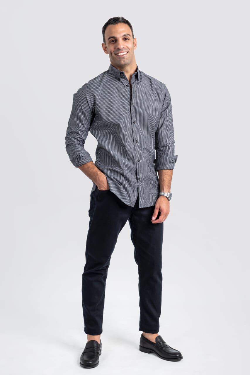 cotton long sleeves regular fit-stripe shirt (RSC-05-A,B)