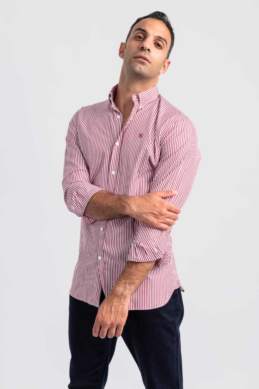 cotton long sleeves regular fit-stripe shirt (RSC-02-A,B,C1)