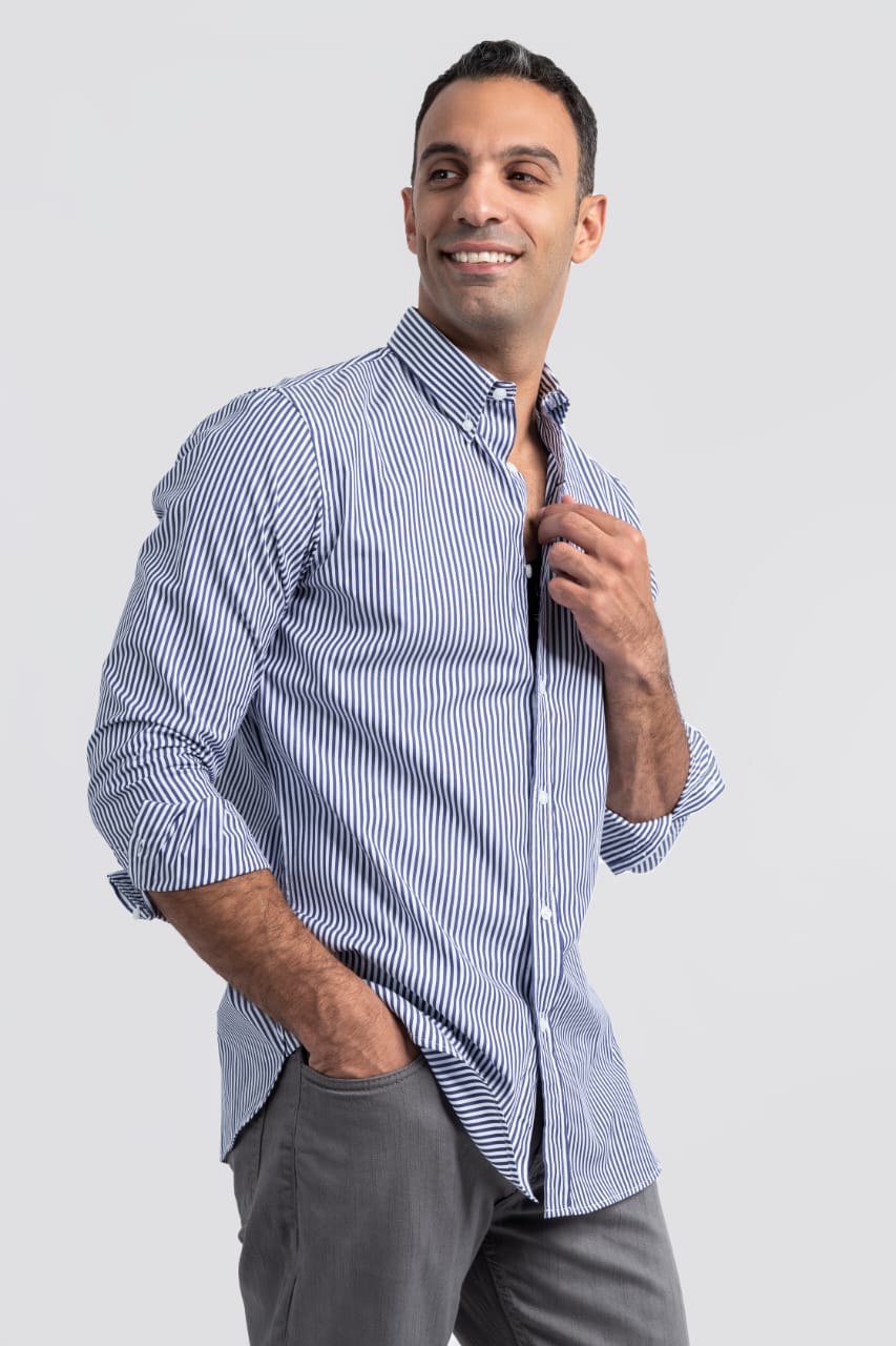 cotton long sleeves regular fit-stripe shirt (RSC-02-A,B,C1)