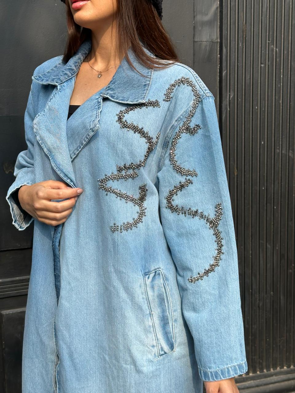 denim embroidery coat