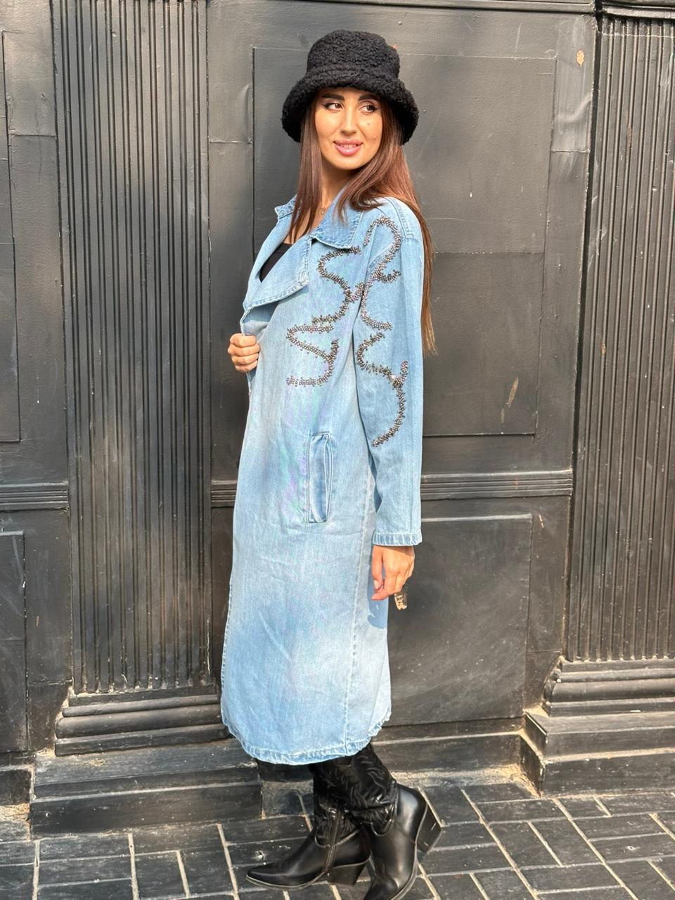 denim embroidery coat