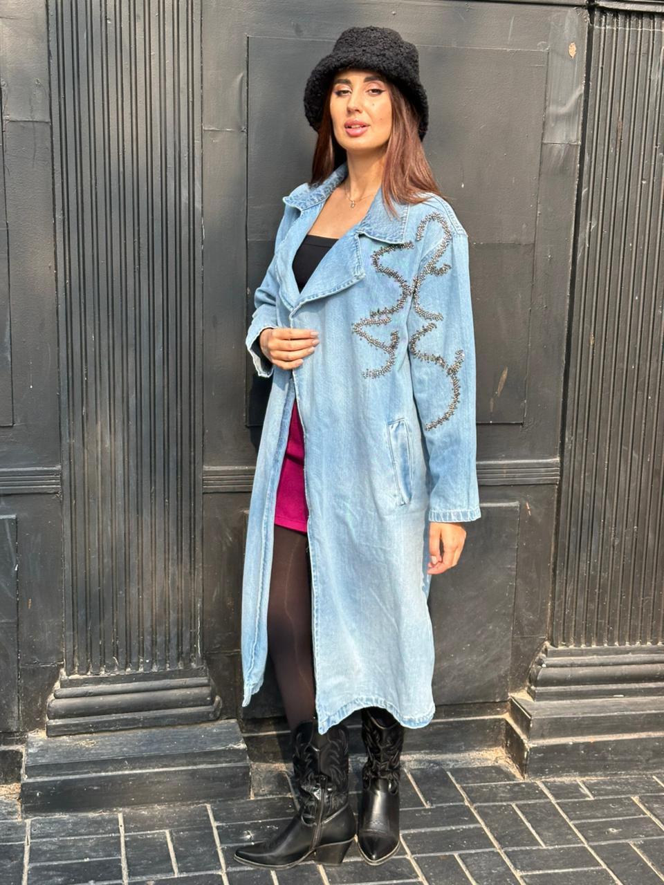 denim embroidery coat