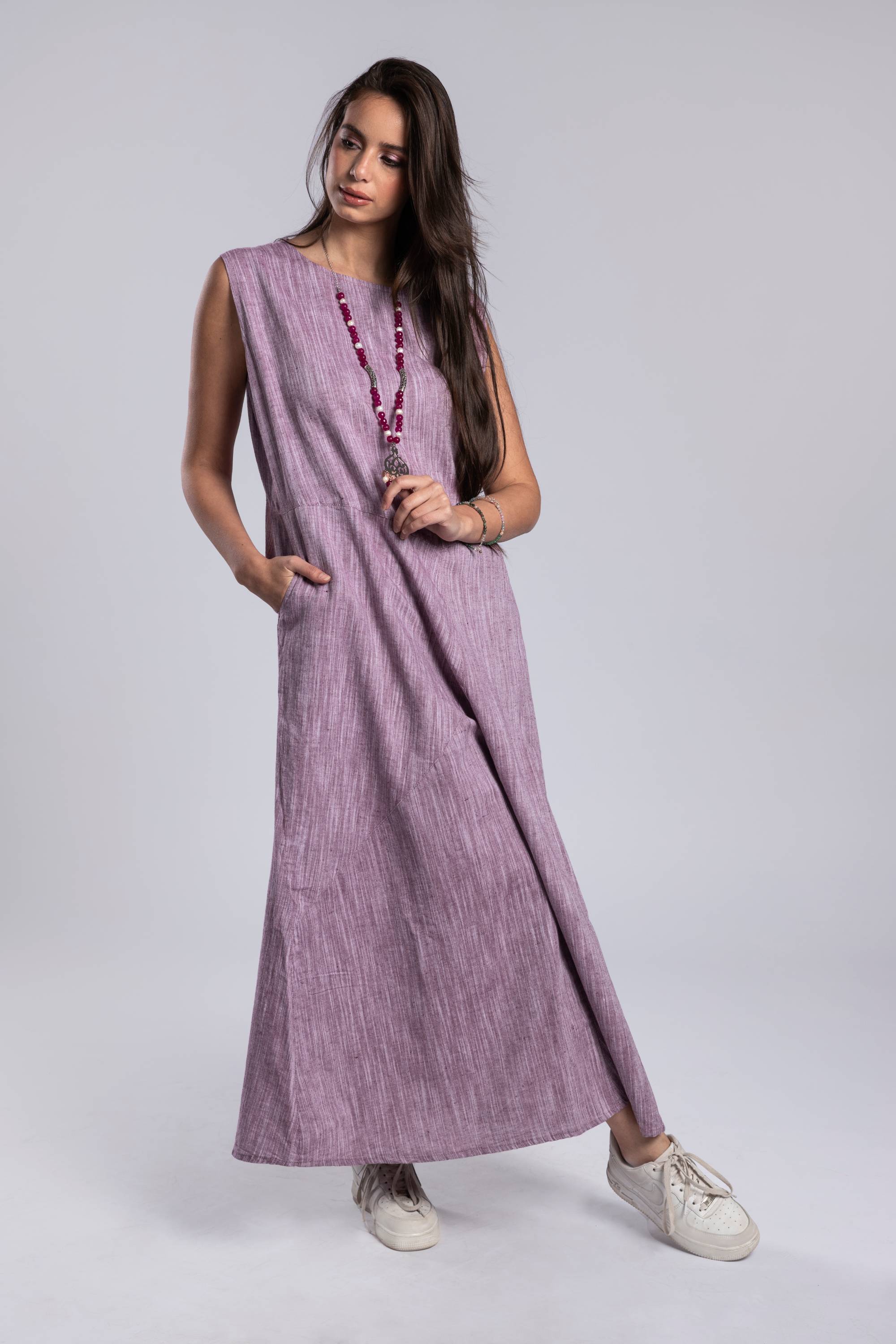 linen long plain dress